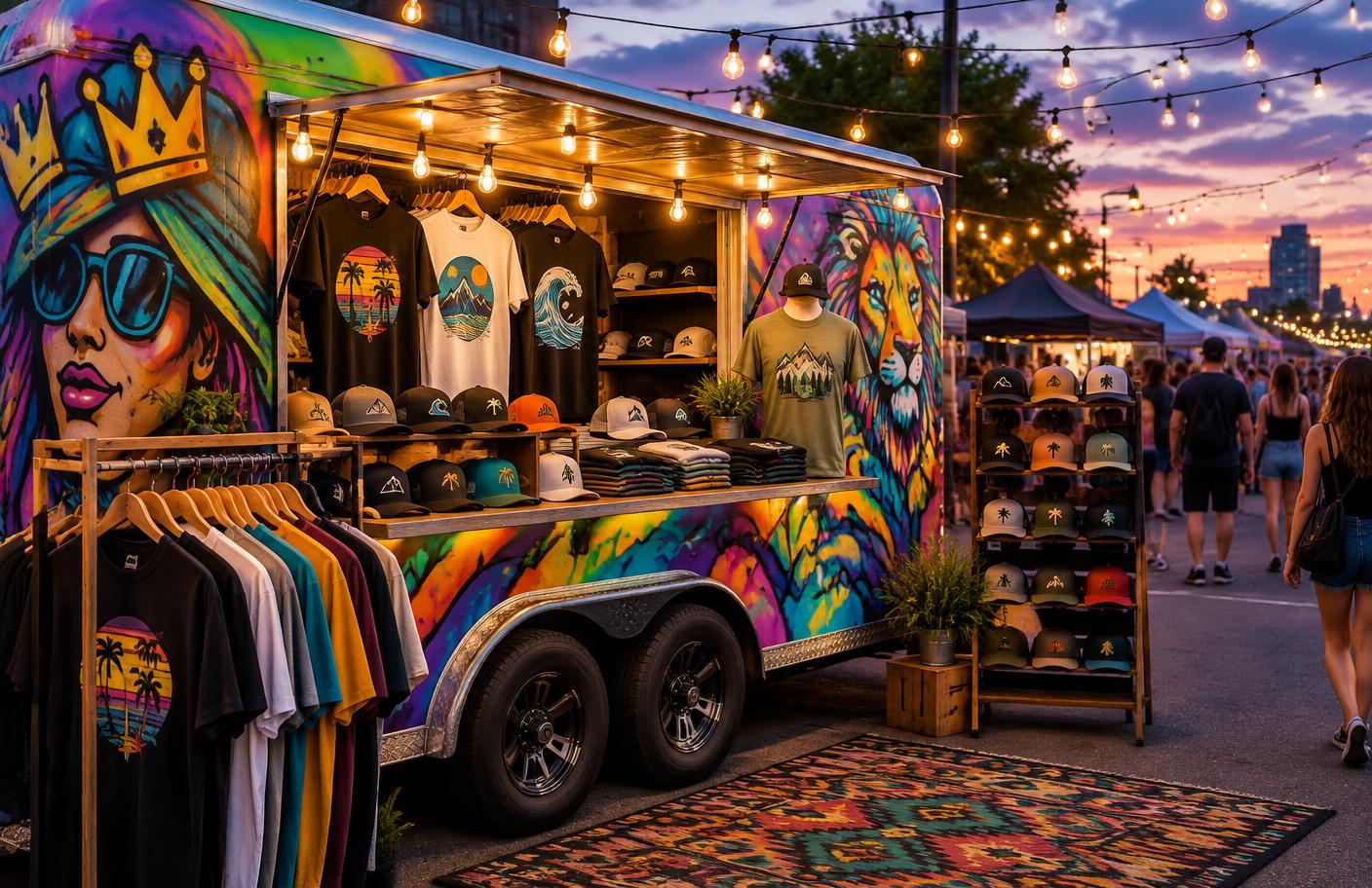 The Picture This Tees trailer at a street festival